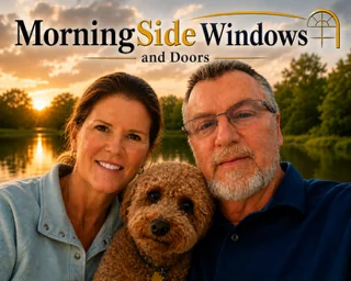 Jeff Shell, owner of MorningSide Windows and Doors, with his family at sunset